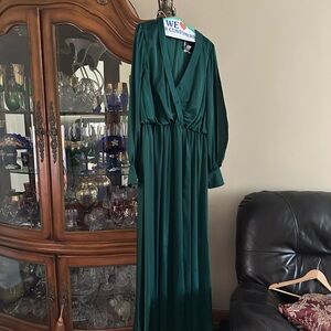 Mac Duggal Deep Green Long Sleeve Dress